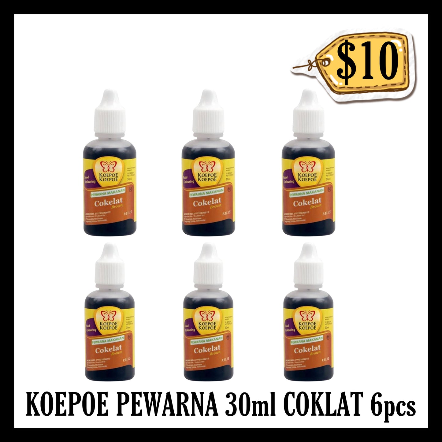 Koepoe Pewarna 30ml Cokelat 6pcs ($10 BUNDLE DEALS)(BB 02 APR 2029)