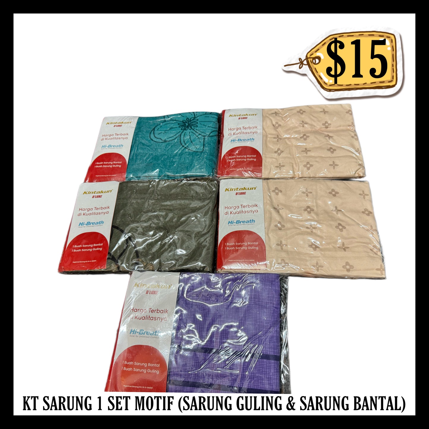 Sarung Bantal Guling 1 Set Kt Motif (Sarung Guling & Sarung Bantal)