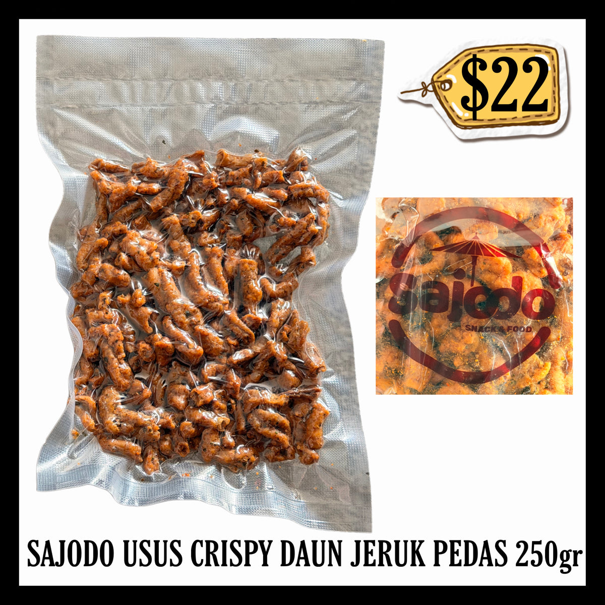 Sajodo Usus Ayam Crispy Daun Jeruk Pedas 250gr