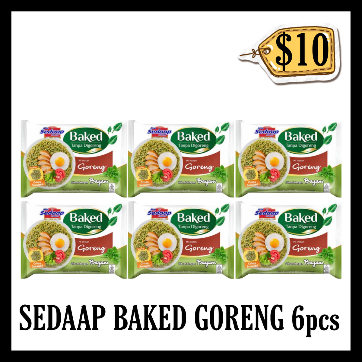 Sedaap Baked Goreng Dibuat Dengan Bayam 6pcs ($10 BUNDLE DEALS) (BBD 20 DEC 2026)