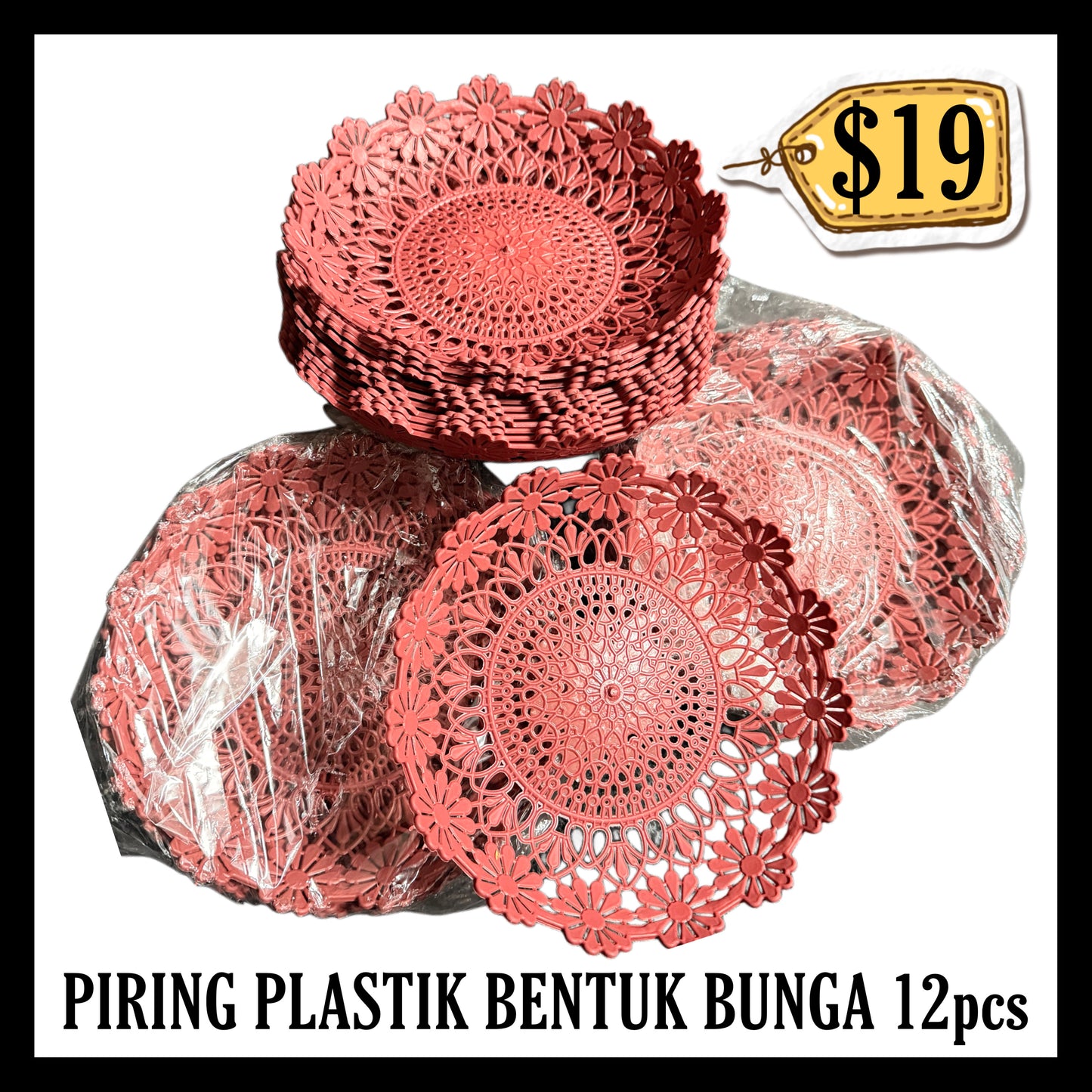 Piring Plastik Bentuk Bunga 12pcs