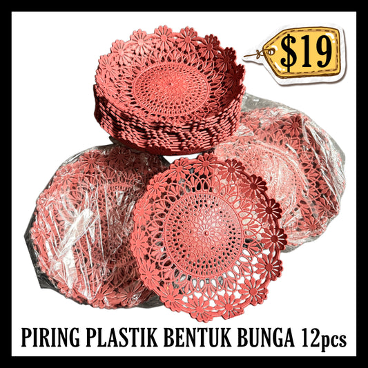 Piring Plastik Bentuk Bunga 12pcs