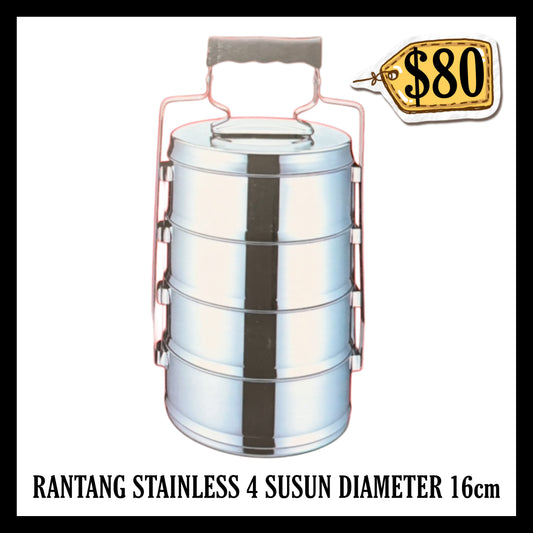 Rantang Stainless Steel 4 Susun Diameter 16cm