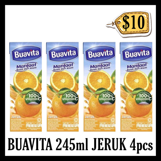 Buavita 245ml Jeruk 4pcs ($10 BUNDLE DEALS) (BBD 14 NOV 2026)