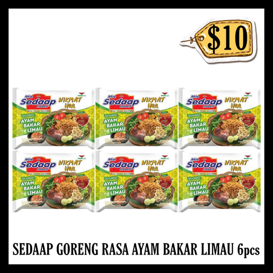 Sedaap Goreng Rasa Ayam Bakar Limau 6pcs ($10 BUNDLE DEALS) (BBD 31 JAN 2027)