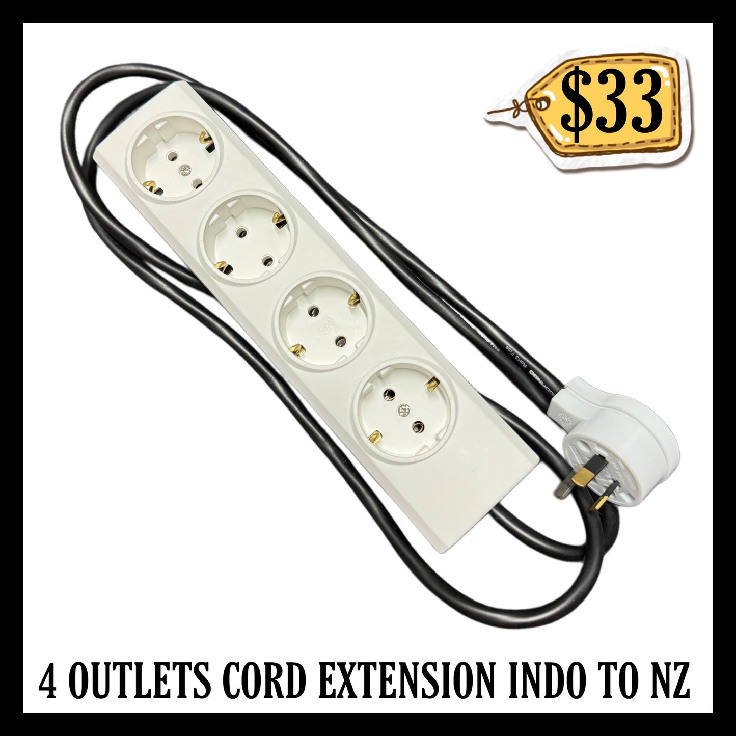 4 Outlets Cord Extension (Terminal) Indonesia To Nz