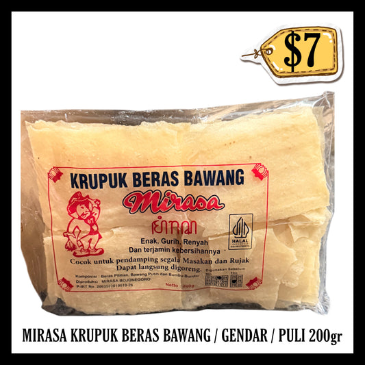 Mirasa Krupuk Beras Bawang / Gendar / Puli 200gr (BBD END MAR 2027)