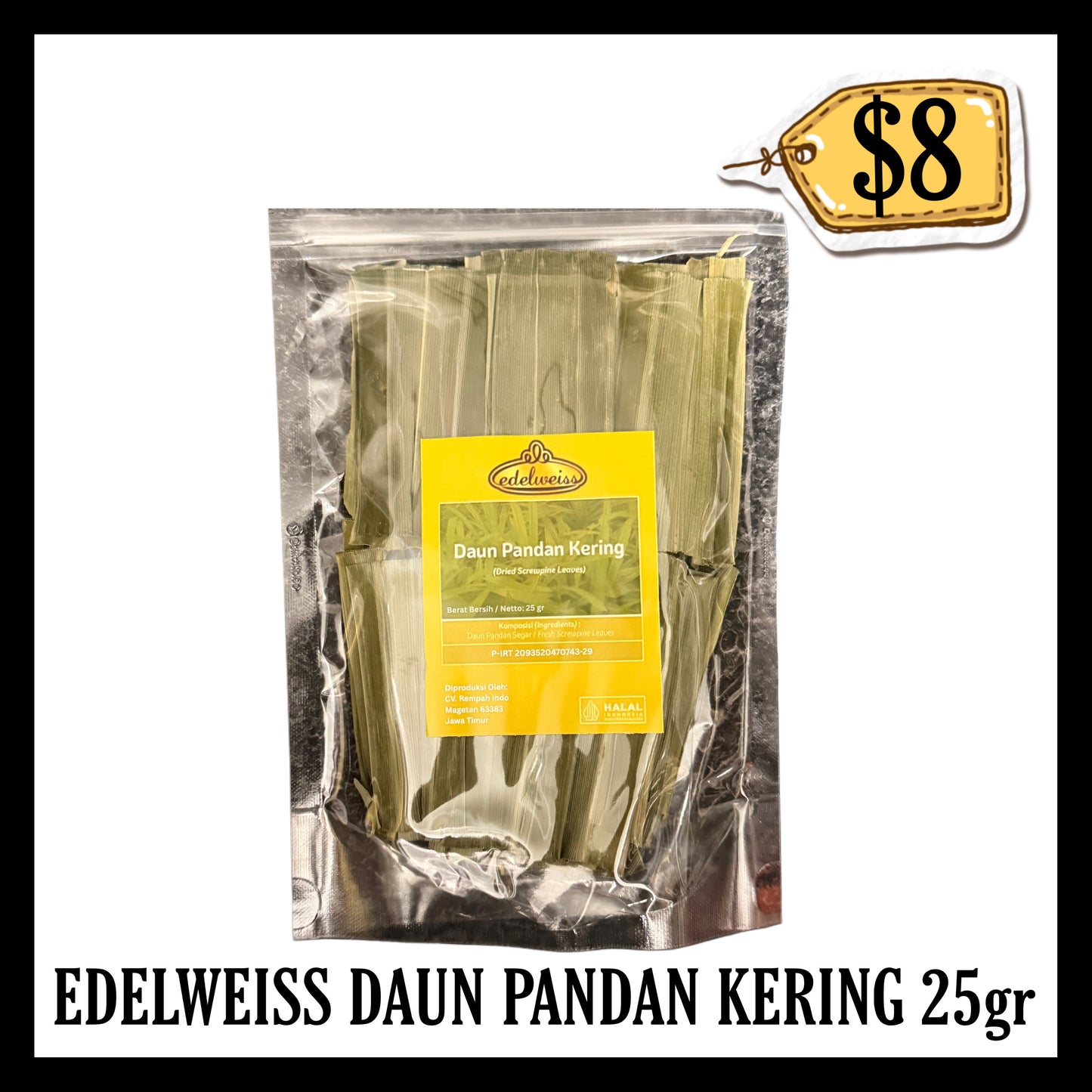 Edelweiss Daun Pandan Kering 25gr (BBD END OCT 2027)