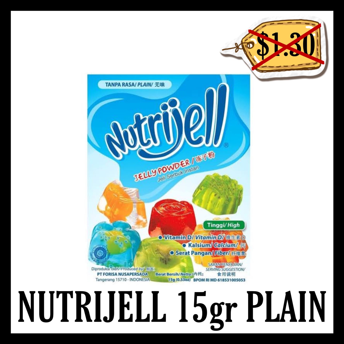 (BLACK FRIDAY SALE 30% OFF) Nutrijell 15gr Plain (BB END MAR 2026)
