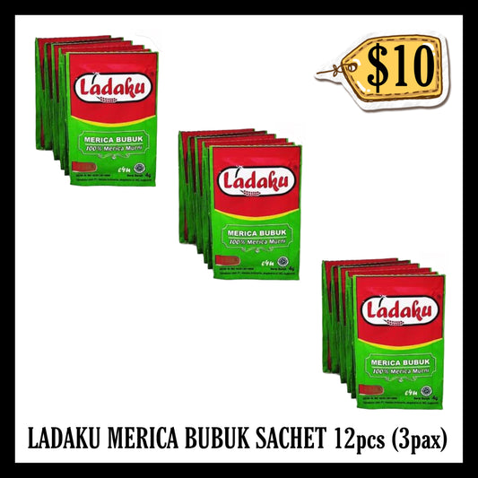 Ladaku Merica Bubuk Sachet isi 12 3pax ($10 BUNDLE DEALS)(BBD 07 FEB 2029)