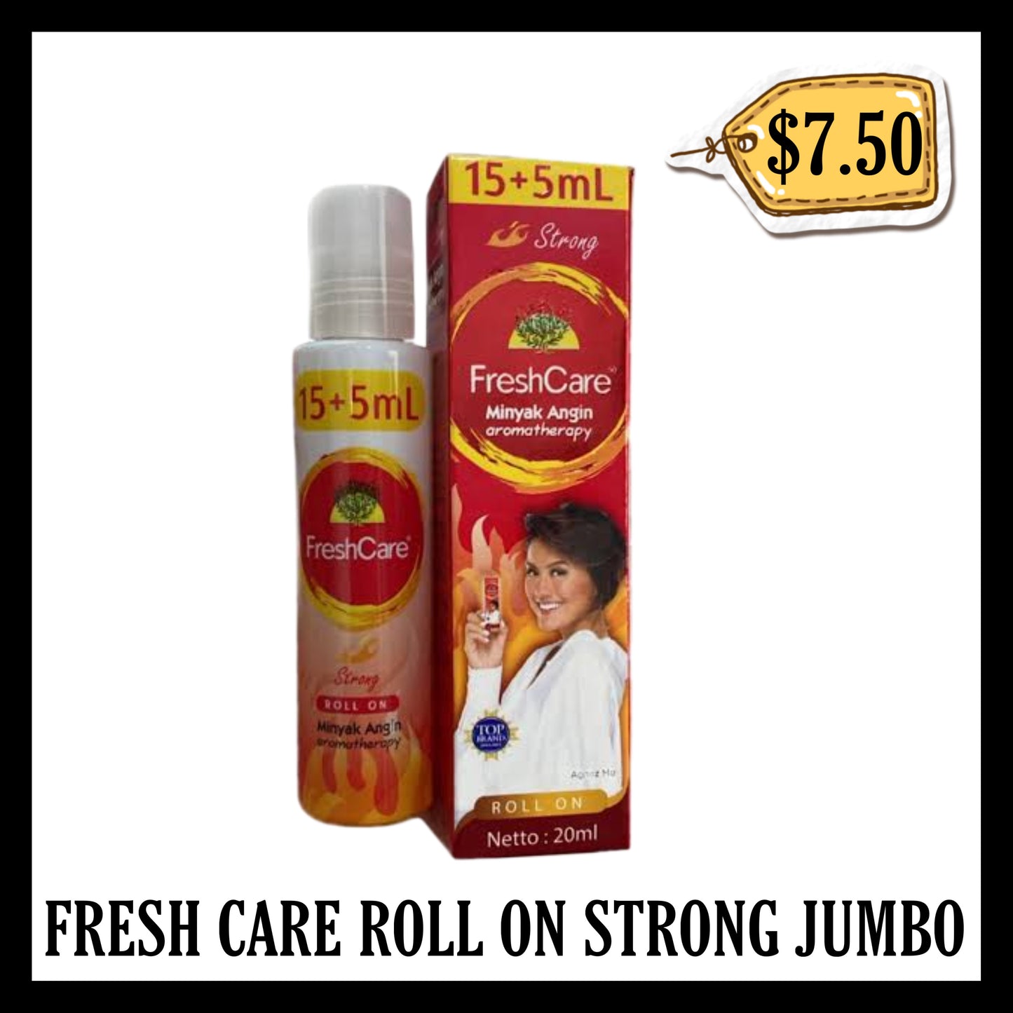 Freshcare Roll On Strong Merah Hot Jumbo 15ml + 5ml (BBD END JAN 2029)