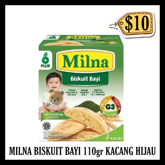 Milna Biskuit Bayi 110gr Kacang Hijau (BBD 03 DEC 2026)
