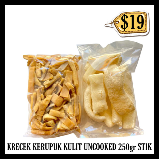 Kerupuk Kulit Mentah Krecek Rambak Uncooked 250gr Stik Lebar