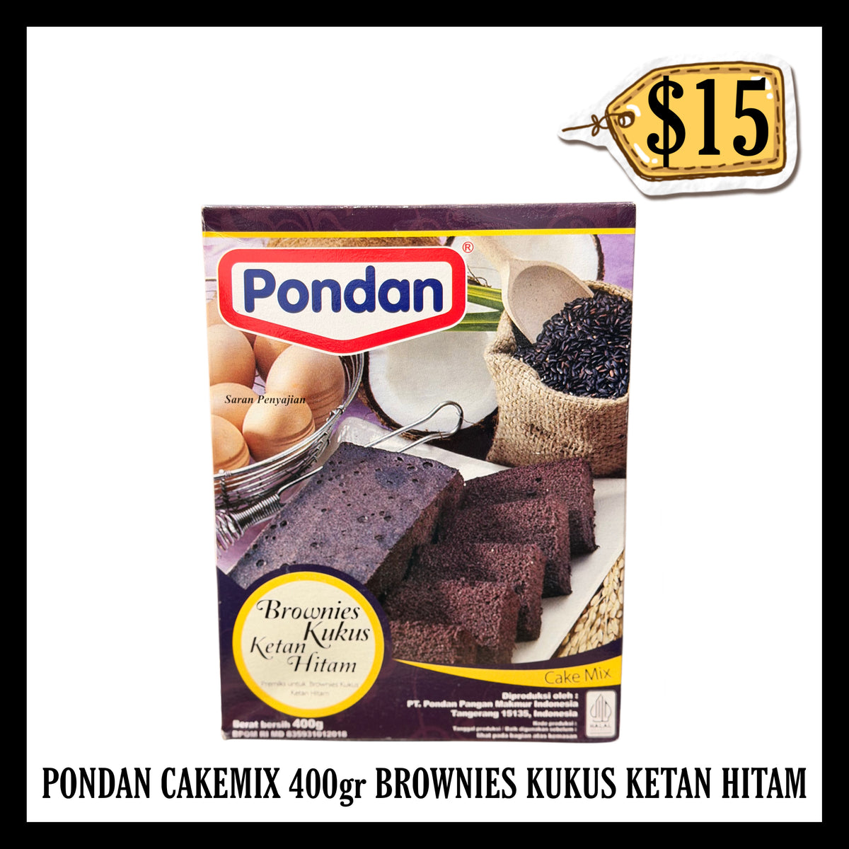 Pondan Cakemix 400gr Brownies Kukus Ketan Hitam (BBD 15 OCT 2027)