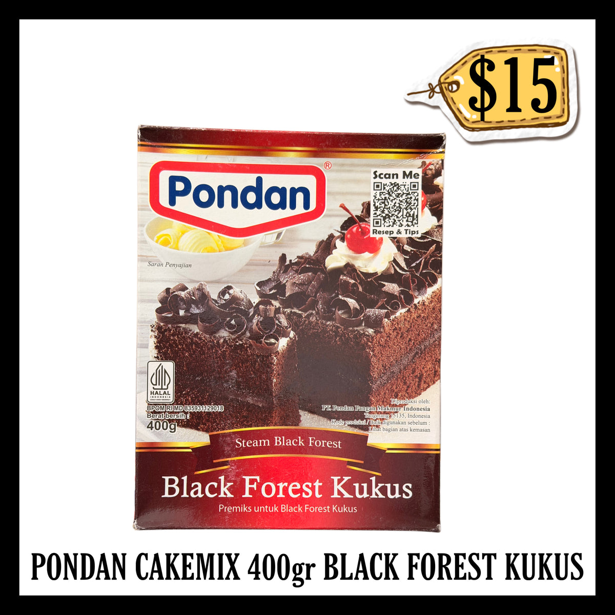 Pondan Cakemix 400gr Black Forest Kukus (BBD 17 OCT 2027)