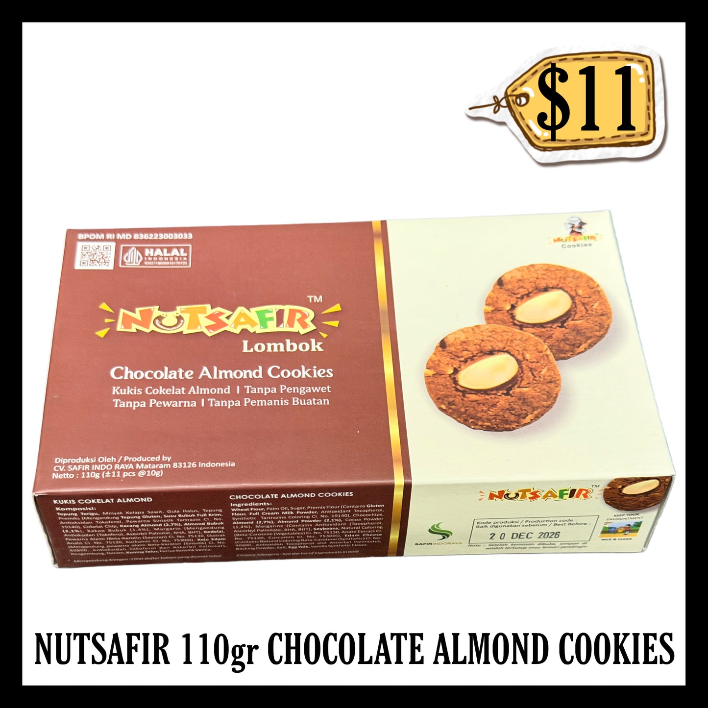 Nutsafir 110gr Chocolate Almond Cookies (BBD 20 DEC 2026)