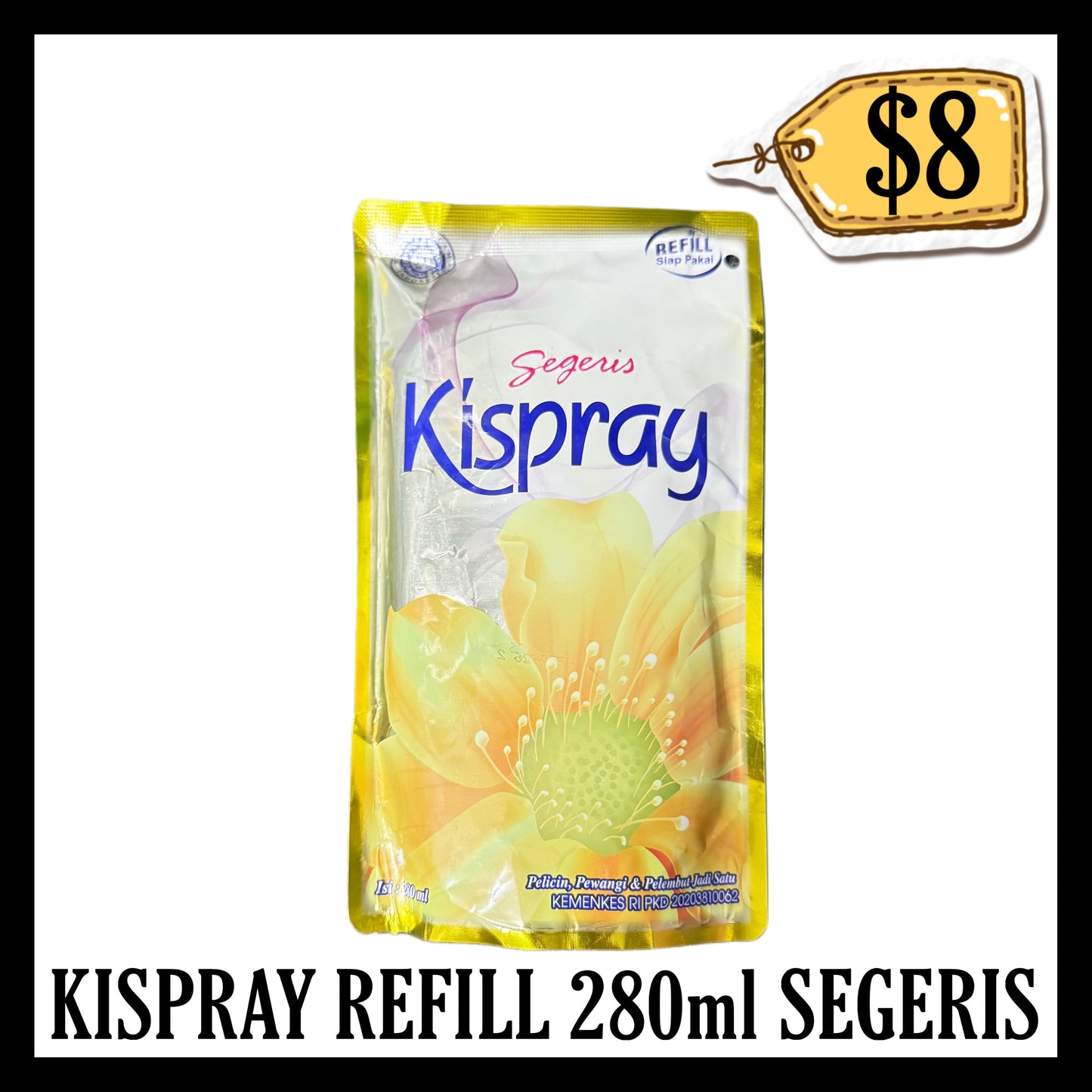 Kispray Refill 280ml Segeris Kuning (BBD END AUG 2026)