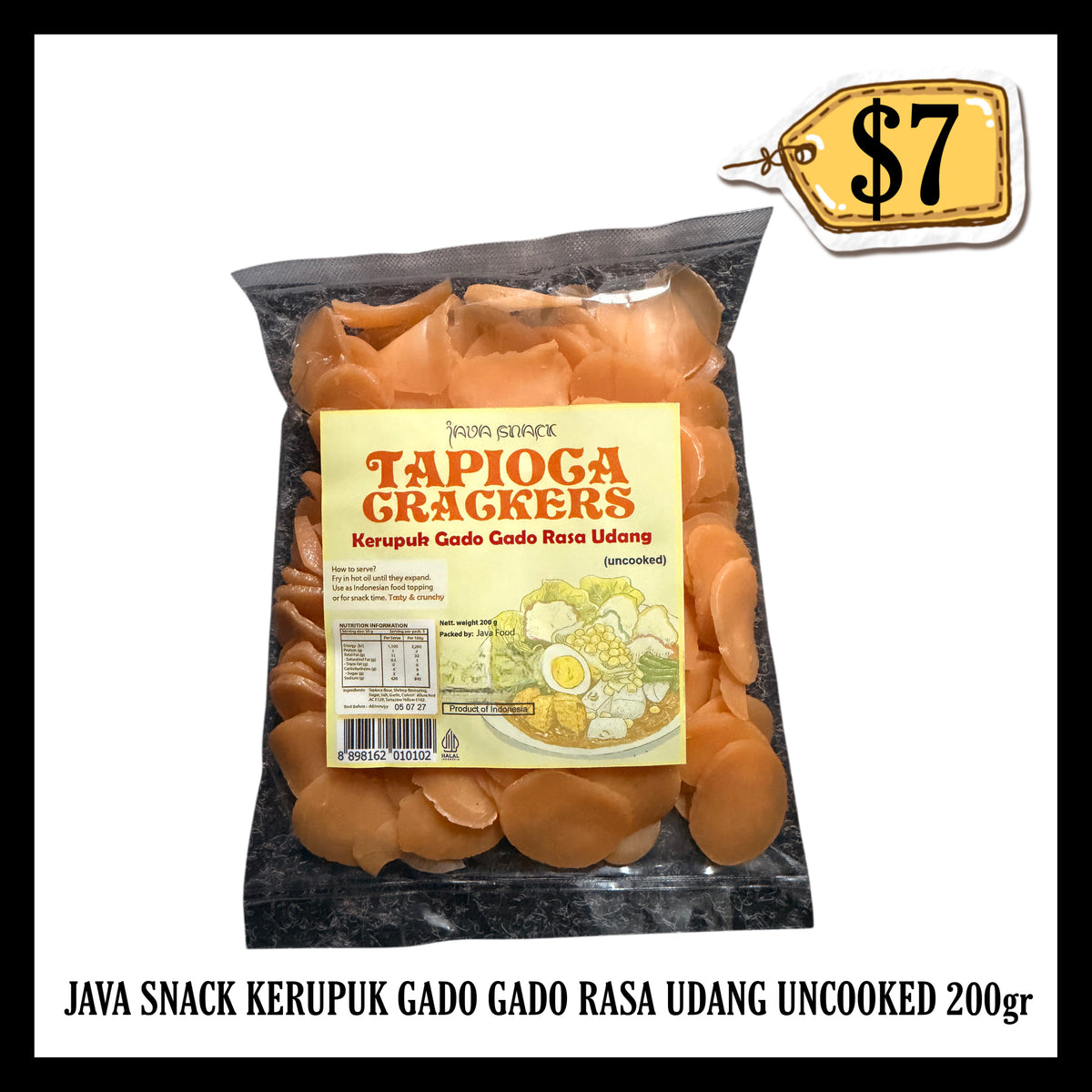 Java Snack Kerupuk Bawang Gado Gado Rasa Udang Uncooked 200gr (BBD 05 JUL 2027)