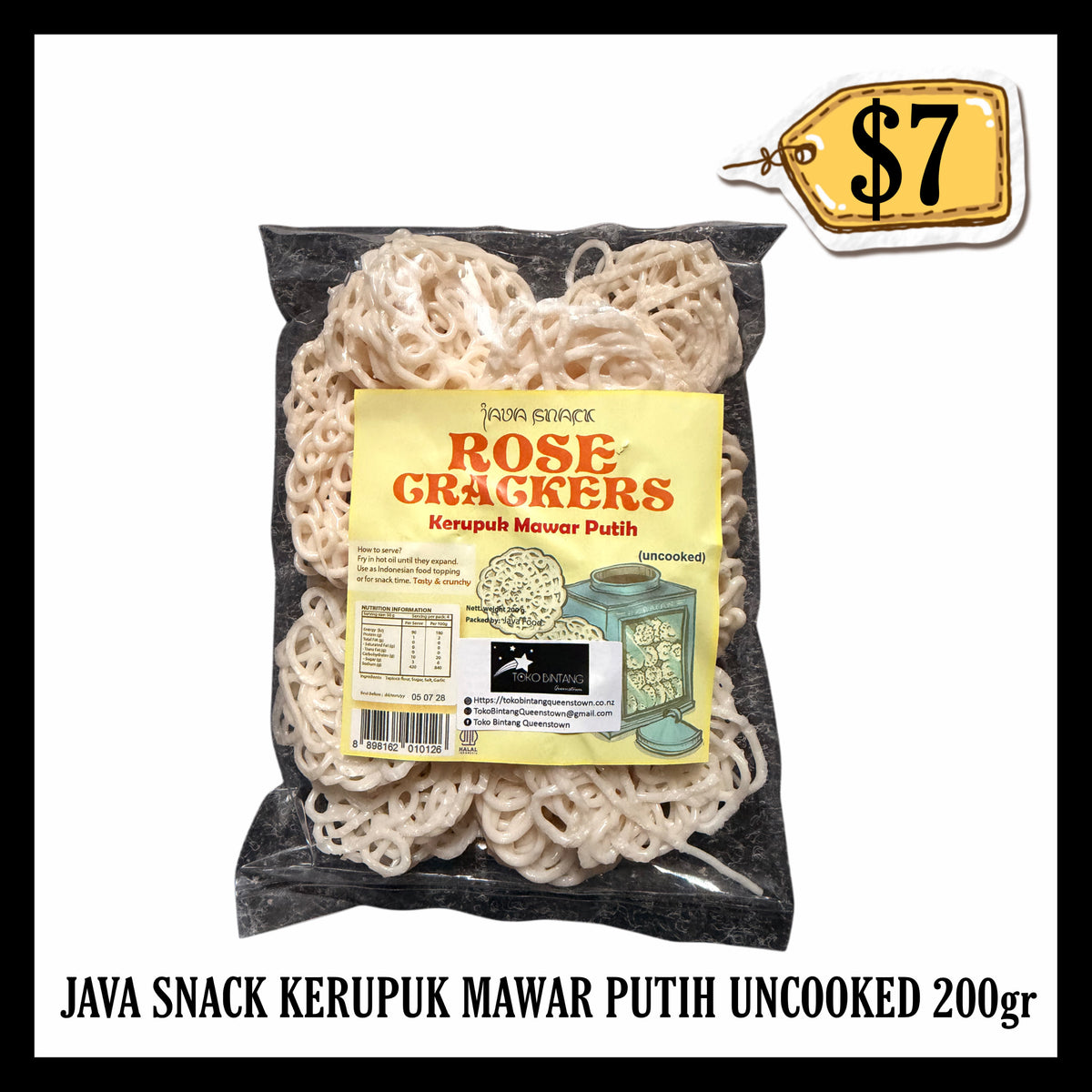 Java Snack Kerupuk Bawang Mawar Putih Uncooked 200gr (BBD 05 JUL 2027)