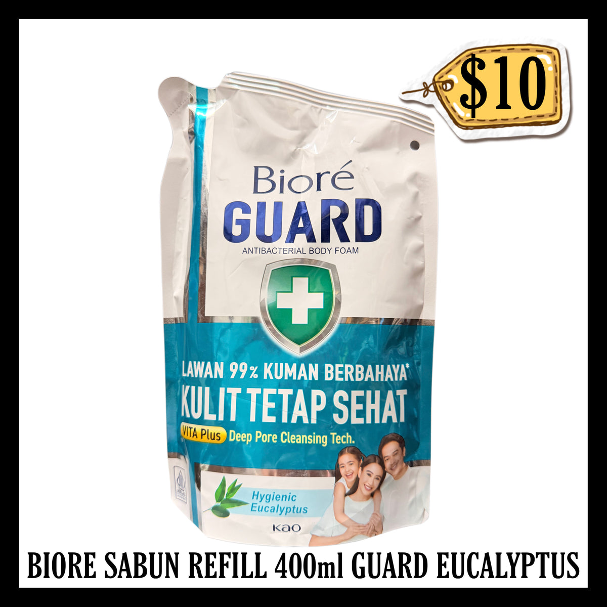 Biore Sabun Refill 400ml Guard Eucalyptus Aroma Kayu Putih (BBD 09 SEP 2029)