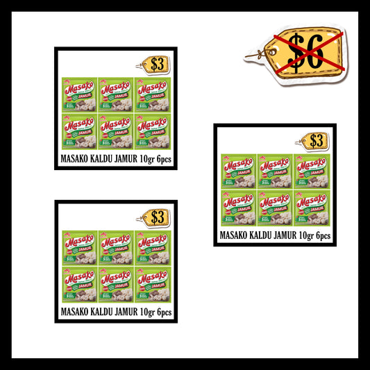 (SALE 20% OFF) Masako Kaldu Jamur 10gr 6pcs (BUY 2 GET 1 FREE)(BBD 08 JUL 2026)