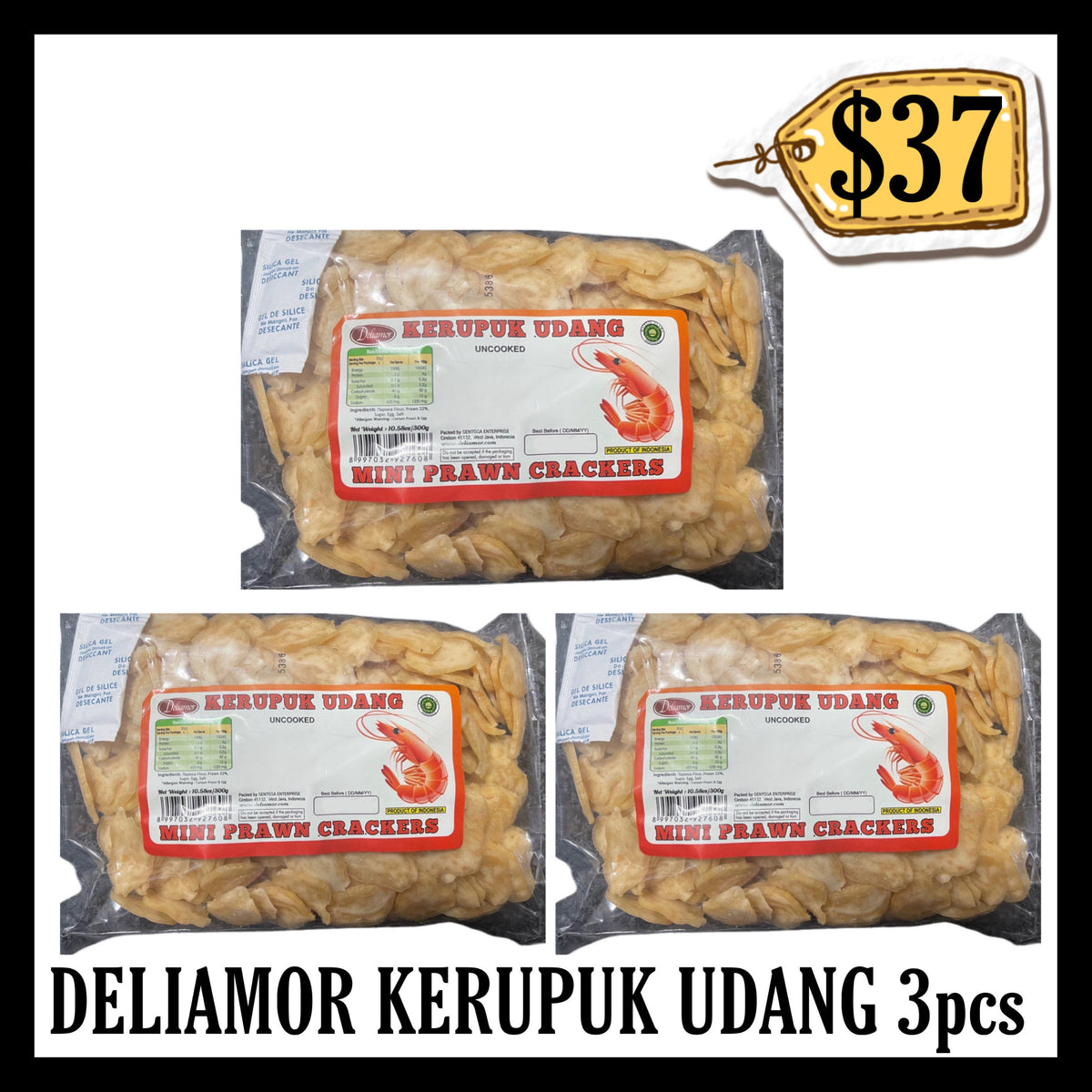 Deliamor Kerupuk Udang 300gr Mini 3pcs (BBD 10 JUL 2028)