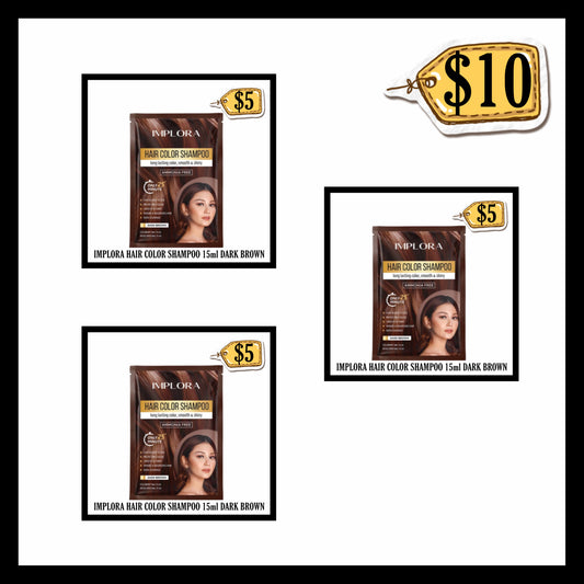 Implora Hair Color Shampoo 15ml Dark Brown (BUY 2 GET 1 FREE)(BBD END DEC 2028)