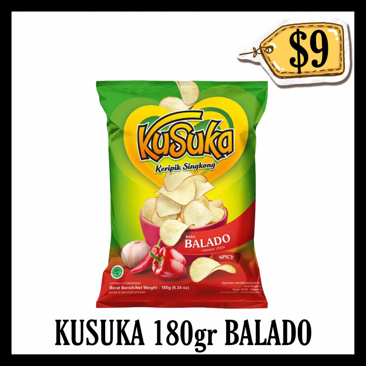 Kusuka Keripik Singkong Rasa Balado 180gr (BBD 06 JUL 2027)