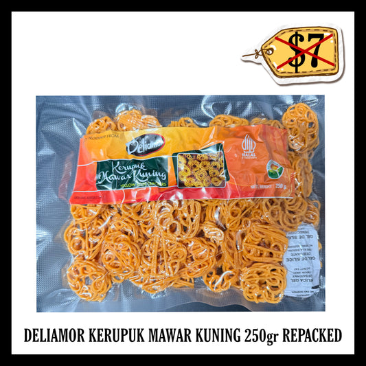 Deliamor Kerupuk Mawar Kuning 250gr Uncooked Repacked (BBD 10 JUL 2028)