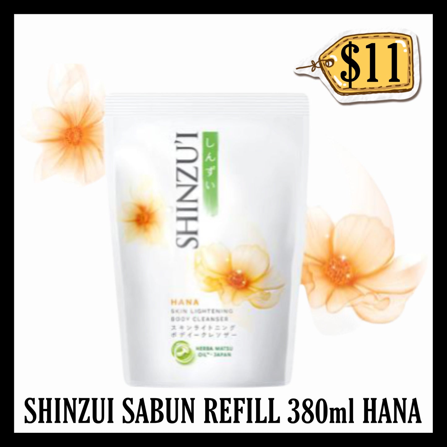 Shinzui Sabun Refill 380ml Hana
