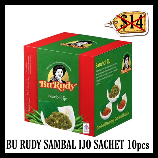(SALE 20% OFF) Bu Rudy Sambal Ijo Sachet 10pcs (BBD 22 JUN 2026)
