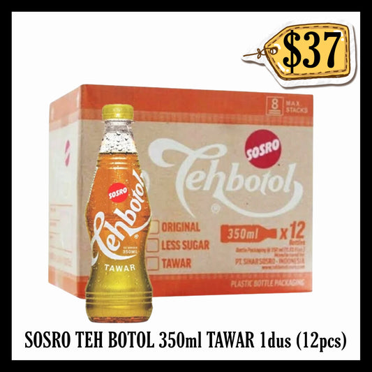 Sosro Teh Botol 350ml Tawar 1dus isi 12pcs (BBD 09 MAR 2027)