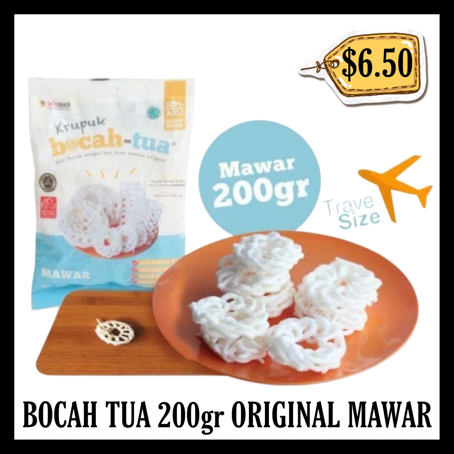 Bocah Tua Krupuk 200gr Original Mawar Uncooked (BBD 06 APR 2028)
