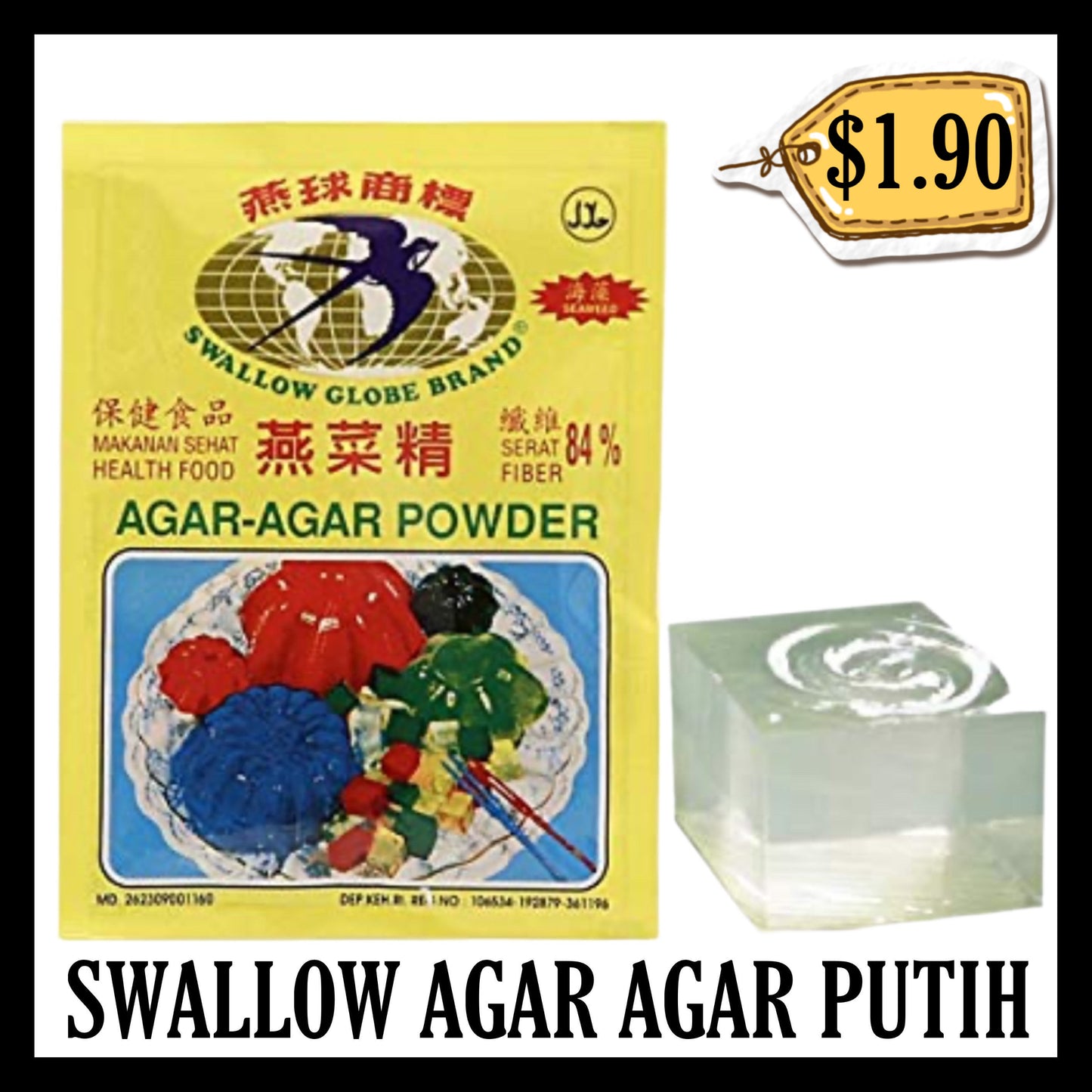 Swallow Agar Agar Putih / Plain (BB 18 SEP 2027)
