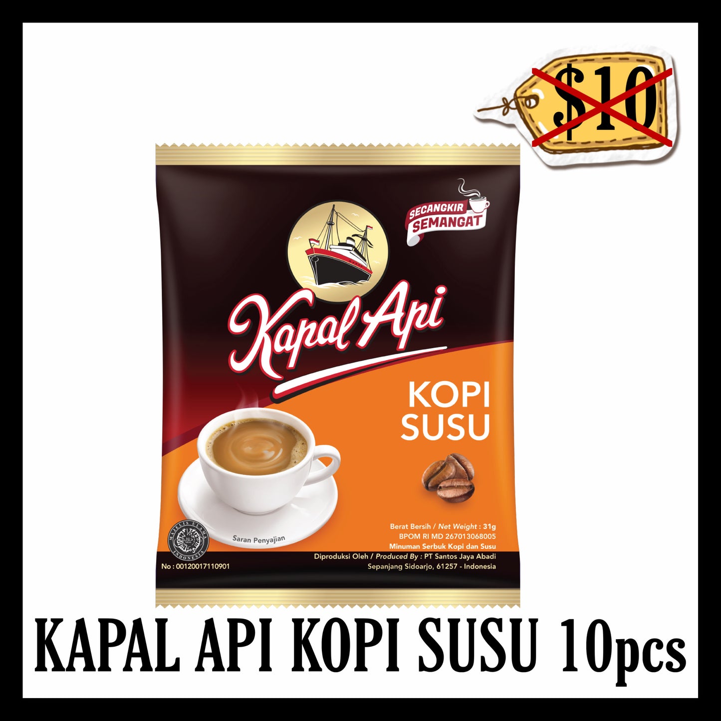 (SALE 20% OFF) Kapal Api Susu 10pcs (BBD 28 JUL 2026)(Promotion Buy 10 Get 1 Free)