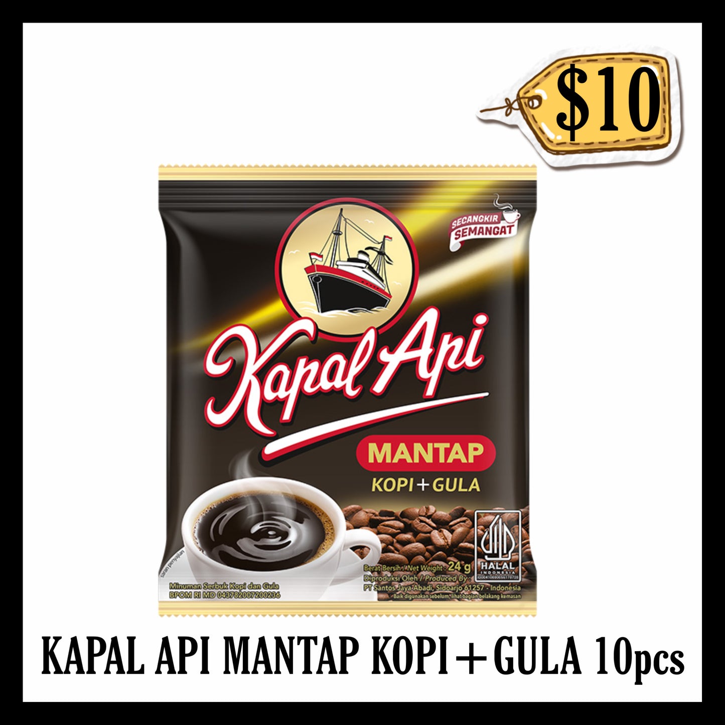 Kapal Api Mantap Kopi Gula 10pcs (BBD 07 MAR 2027)(Promotion Buy 10 Get 1 Free)