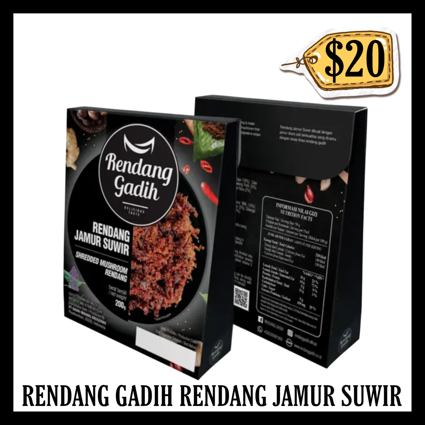 Rendang Gadih Rendang Jamur Suwir 200gr Ready To Eat (BBD 08 JAN 2027)