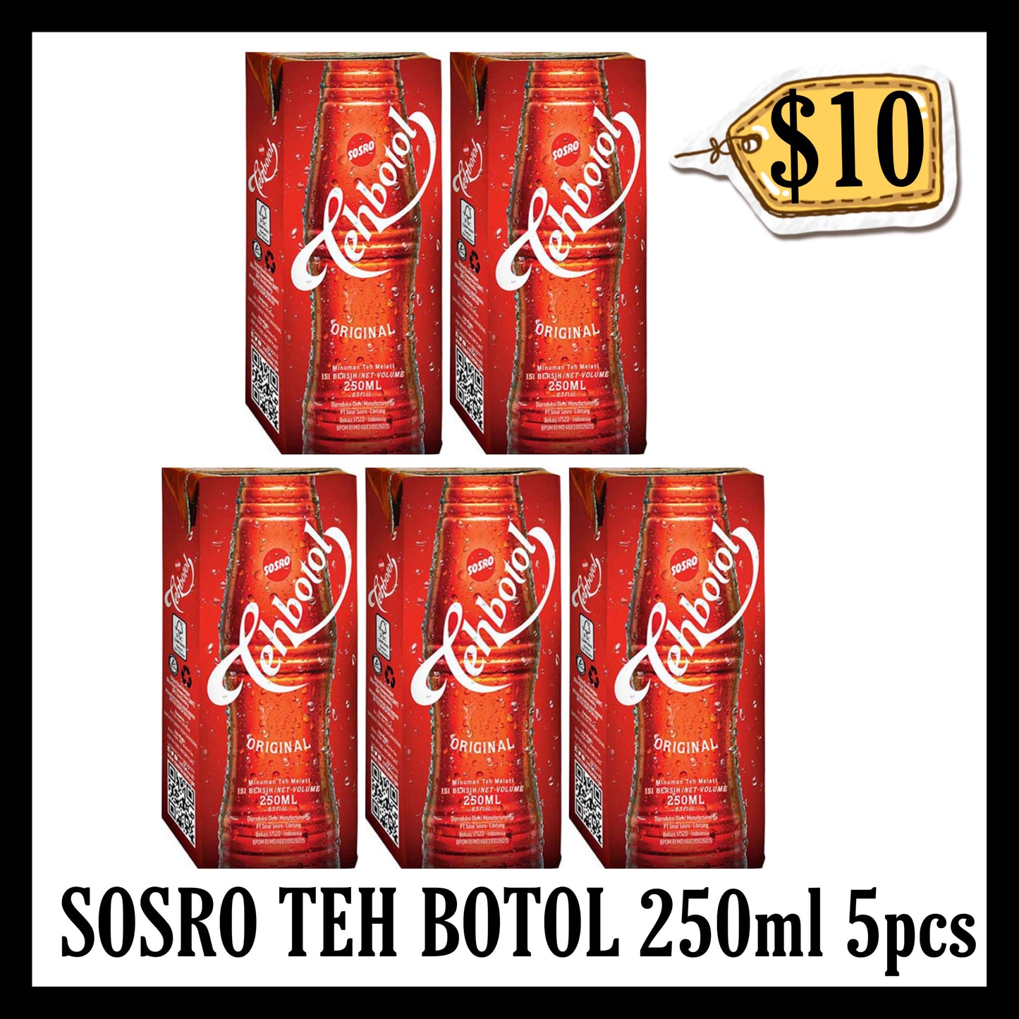 Sosro Teh Botol 250ml Original 5pcs ($10 BUNDLE DEALS)(BBD 26 DEC 2026)
