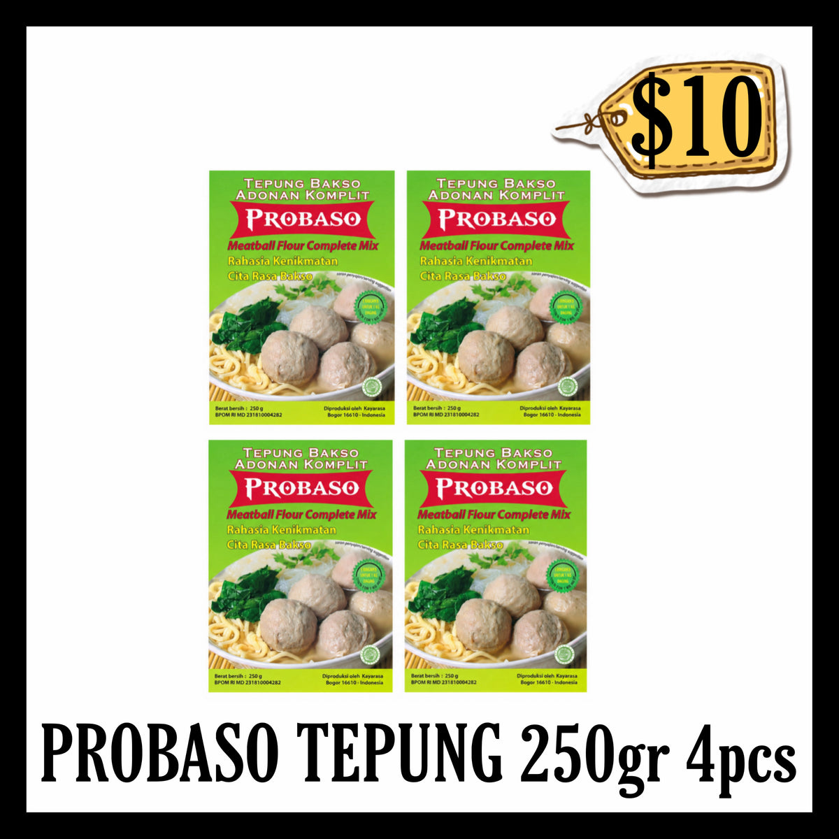 Probaso 250gr Tepung Bakso Original Hijau 4pcs ($10 BUNDLE DEALS) (BBD 09 JAN 2027)