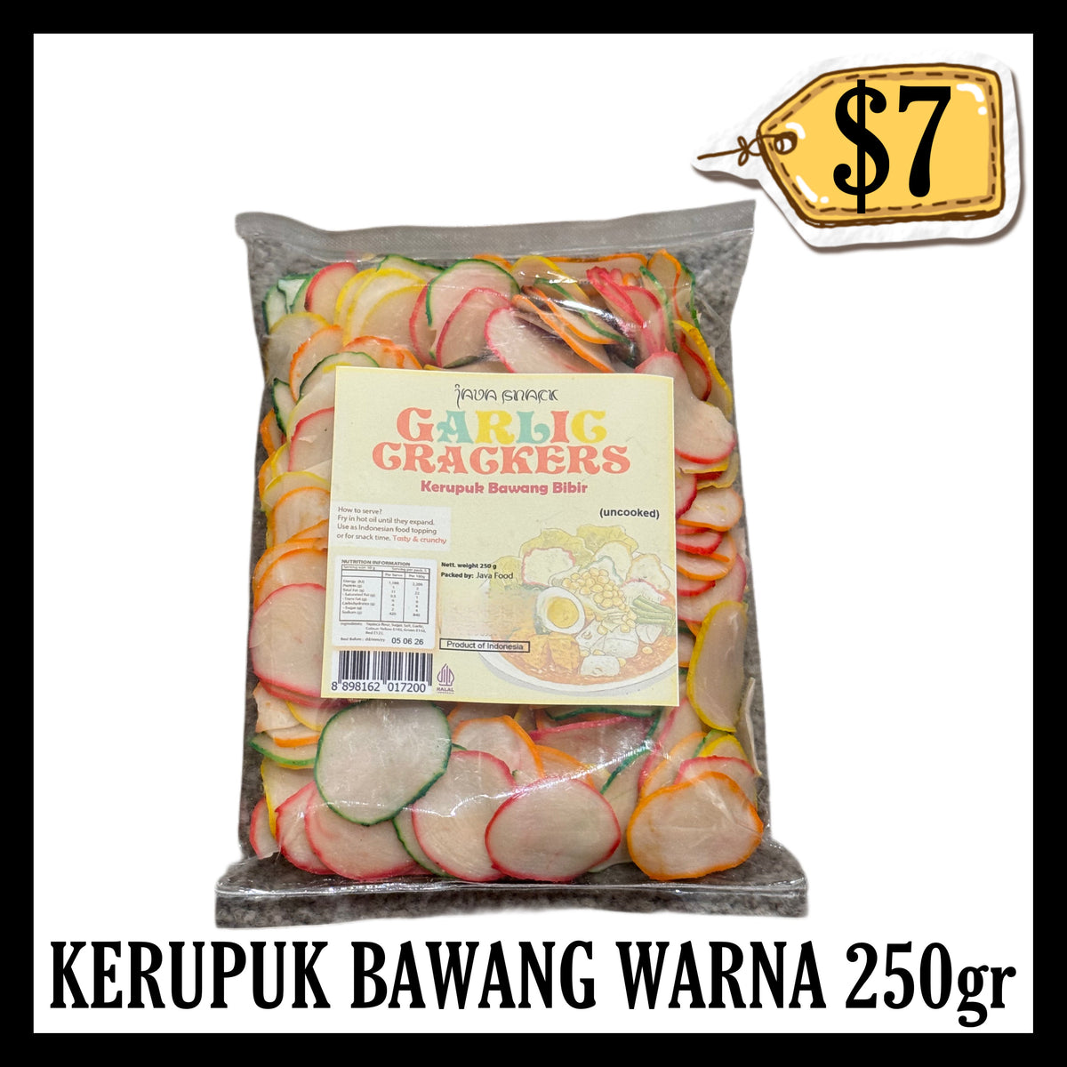 Java Snack Kerupuk Bawang 250gr Warna Warni (BBD 05 JUL 2028)