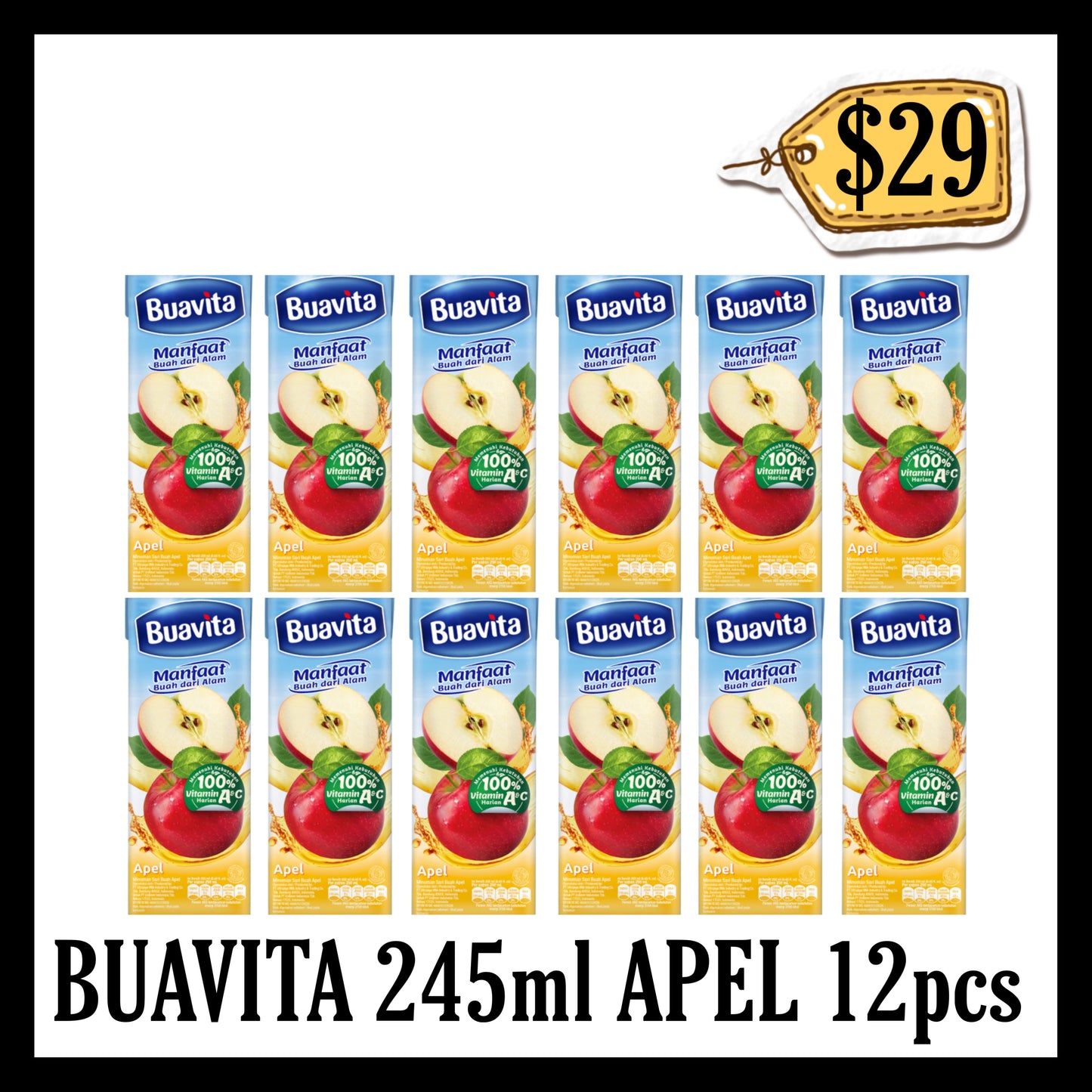 Buavita 245ml Apel 12pcs (BBD 28 OCT 2026)