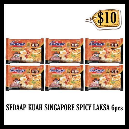 Sedaap Kuah Rasa Singapore Spicy Laksa 6pcs ($10 BUNDLE DEALS)(BBD 29 JAN 2027)