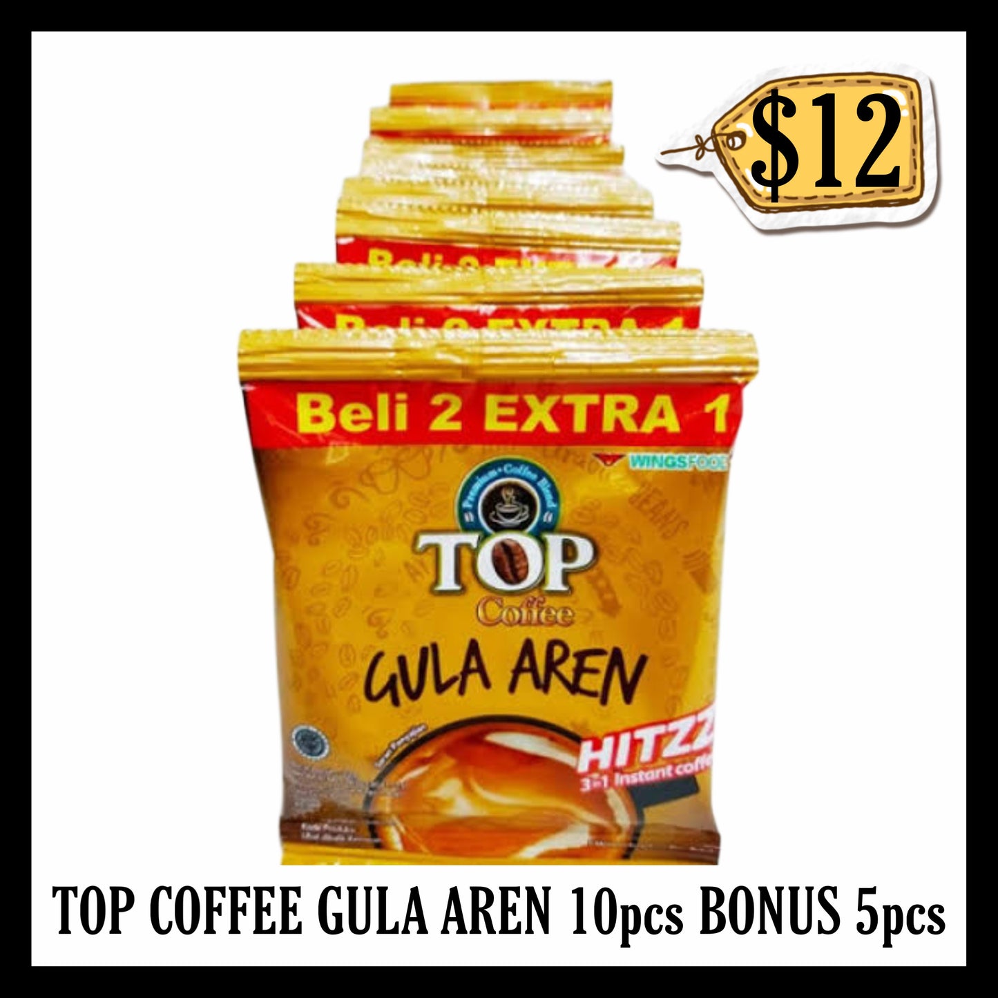 Kopi Top Gula Aren 10pcs (BBD 24 JAN 2028) (PROMOTION BUY 10 GET 5 FREE)