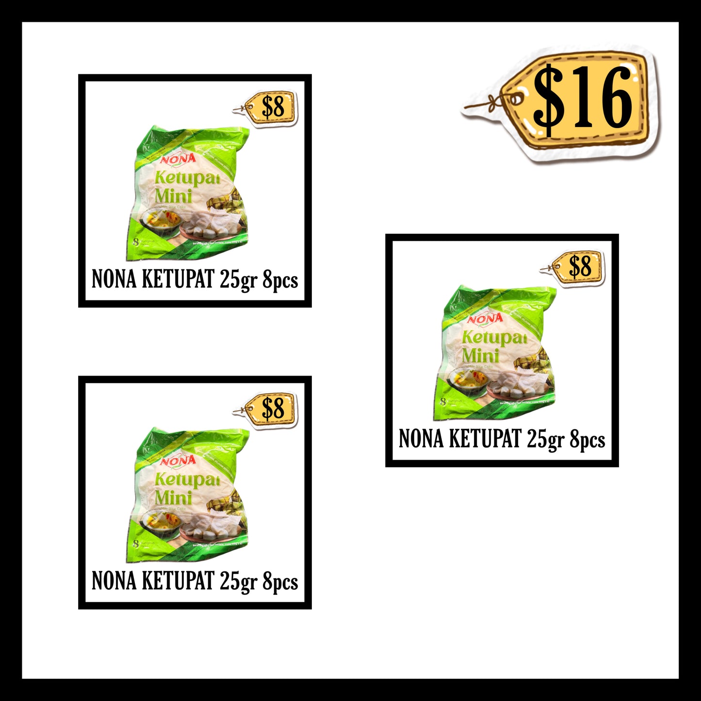 Nona Ketupat Mini 25gr 8pcs (BUY 2 GET 1 FREE) (BBD 13 APR 2028)