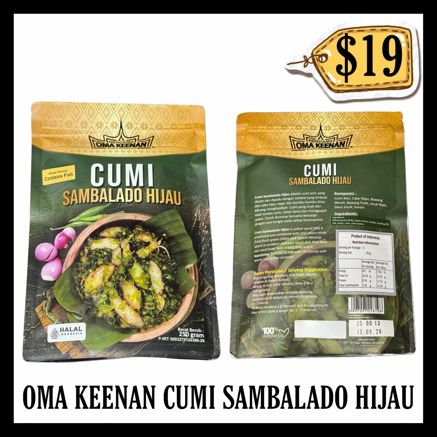 Oma Keenan Cumi Sambalado Hijau Ready To Eat (BBD 01 FEB 2027)