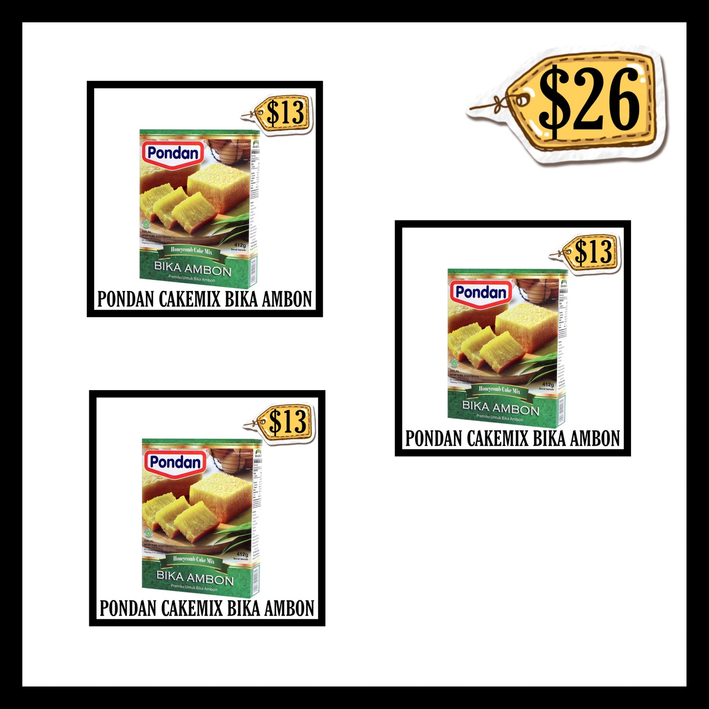 Pondan Cakemix Bika Ambon (BUY 2 GET 1 FREE) (BBD 02 APR 2028)
