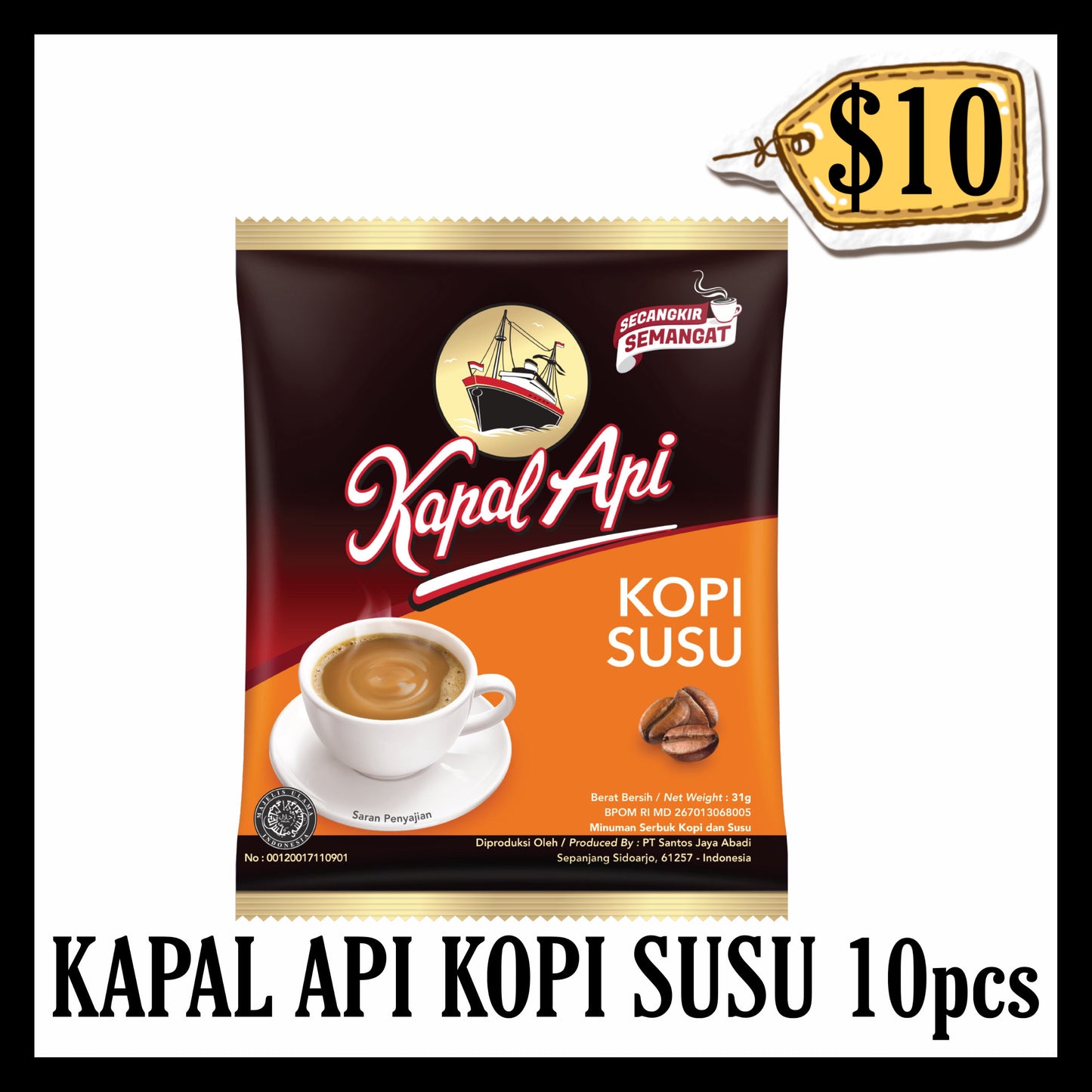 Kapal Api Kopi Susu Sachet 10pcs (PROMOTION BUY 10 GET 1 FREE) (BBD 29 JAN 2027)