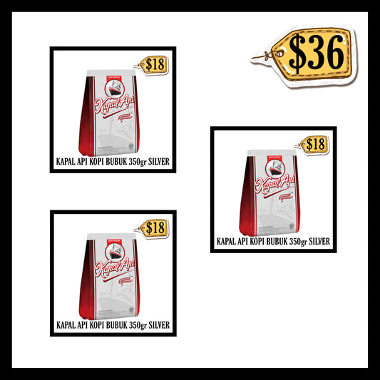 Kapal Api Kopi Bubuk 350gr Silver (BUY 2 GET 1 FREE) (BBD 26 JAN 2027)