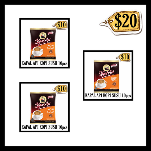 Kapal Api Kopi Susu Sachet 10pcs (BUY 2 GET 1 FREE) (BBD 29 JAN 2027)