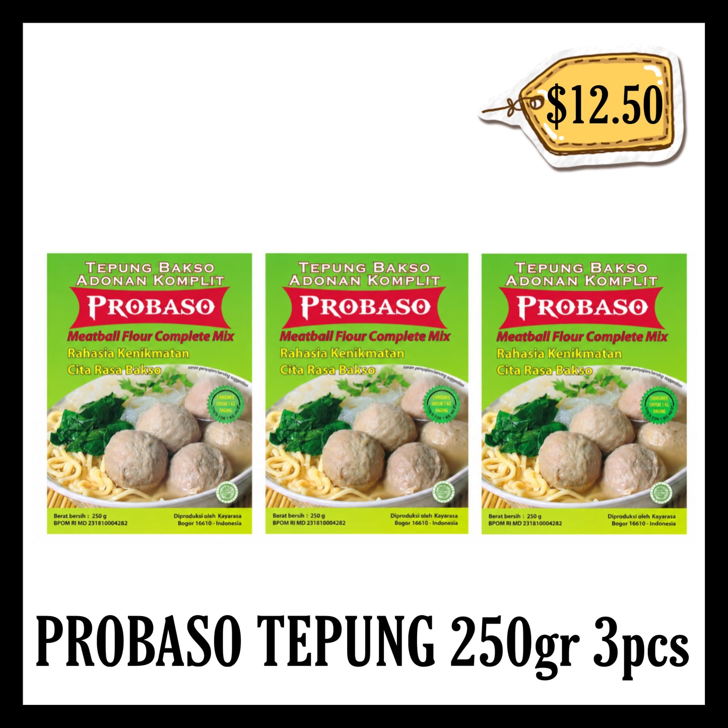 Probaso 250gr Tepung Bakso Original Hijau 3pcs (BBD 09 JAN 2027)